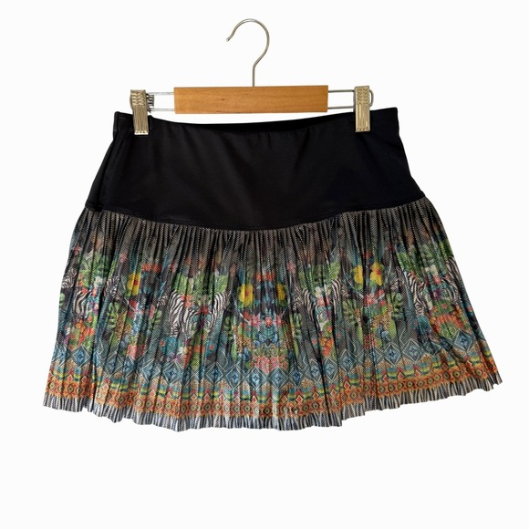 Lucky in Love Pants - Lucky in Love Womens Metallic Pleated Tennis Skort Black Floral Size S Athletic‎